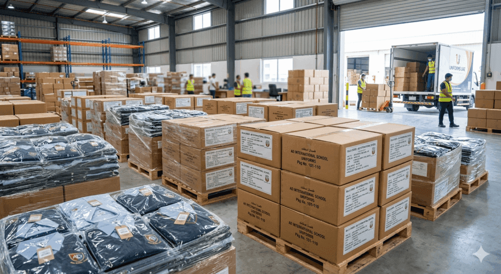 Bulk school uniforms UAE ready for delivery Abu Dhabi