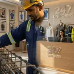 Industrial workers in custom safety uniforms UAE — 247 Uniforms Abu Dhabi
