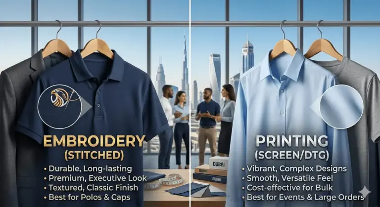 Logo Embroidery vs Printing Uniforms: What’s Right for Your UAE Business?