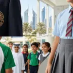 Custom school uniforms with embroidered logos representing private school identity in UAE
