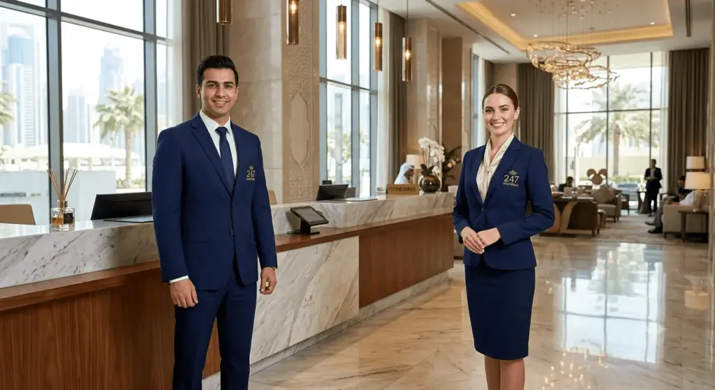 hotel uniform supplier UAE — front desk and hospitality staff uniforms by 247 Uniforms Abu Dhabi |