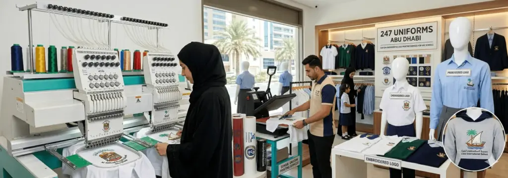 school uniform embroidery and logo printing UAE — 247 Uniforms