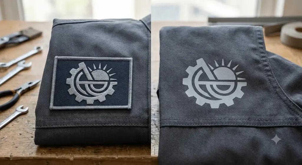 Uniform logo embroidery vs printing durability comparison