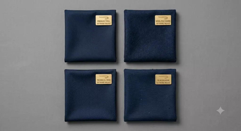 aviation uniform fabric twill wool blend moisture wicking