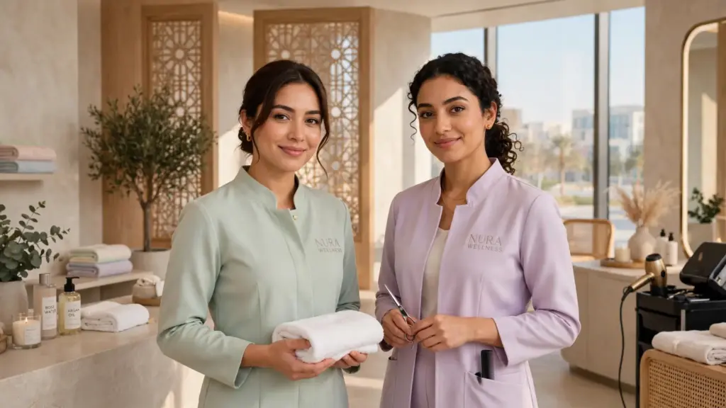 spa and salon uniform ideas UAE 2026