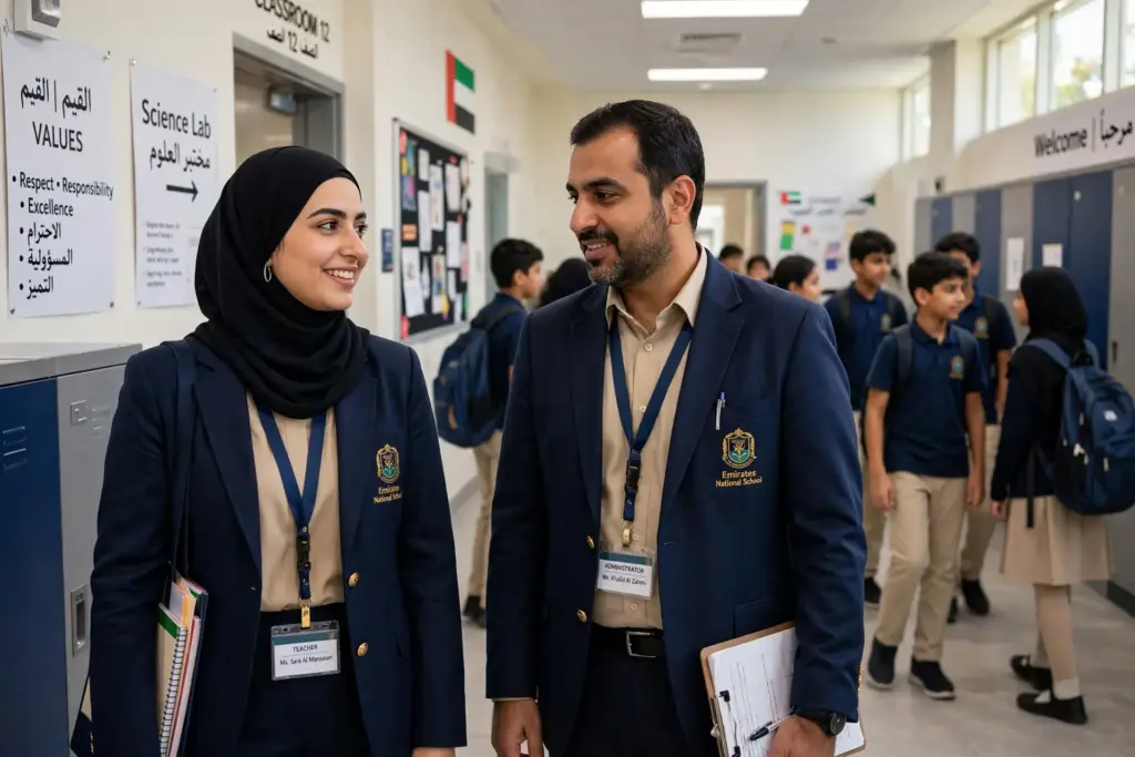 Coordinated staff and student school uniforms in UAE