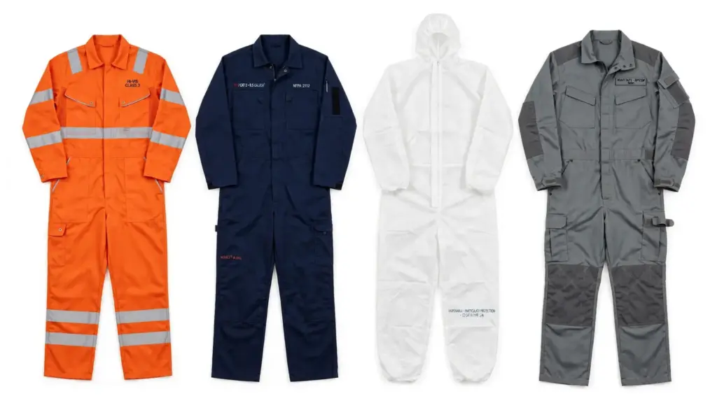 types of industrial coveralls UAE flame resistant lightweight ripstop