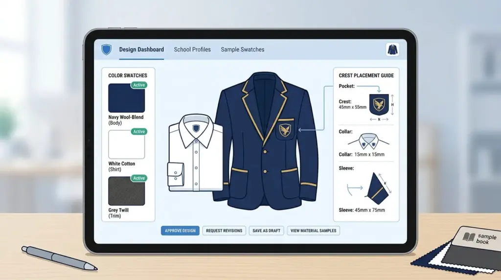3D school uniform design preview before bulk order