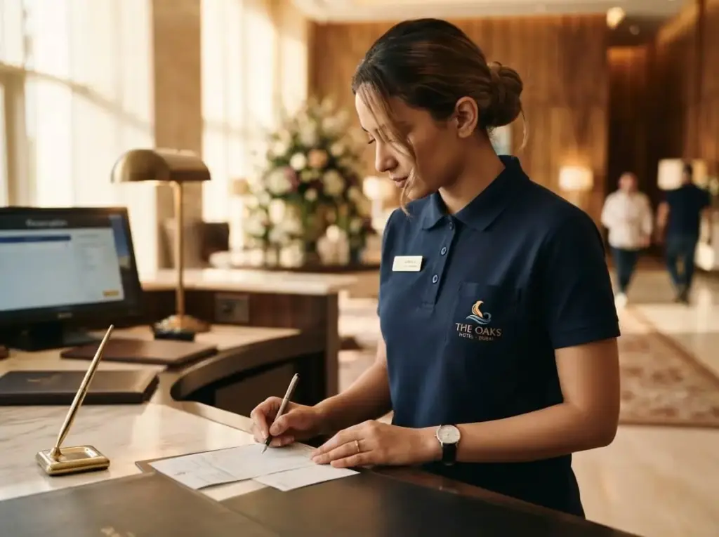 embroidered hotel uniform UAE hospitality staff