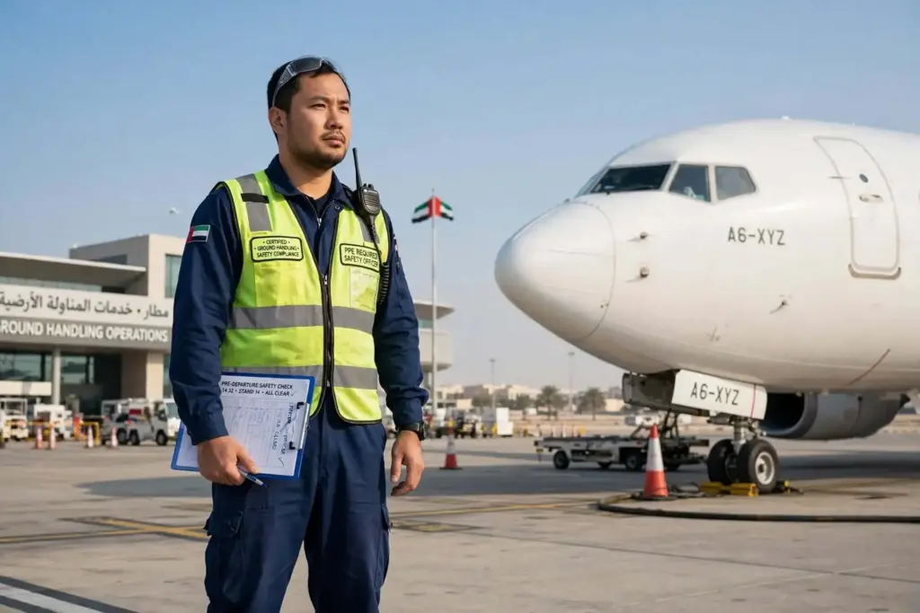 GCAA compliant hi-vis ground crew uniform UAE
