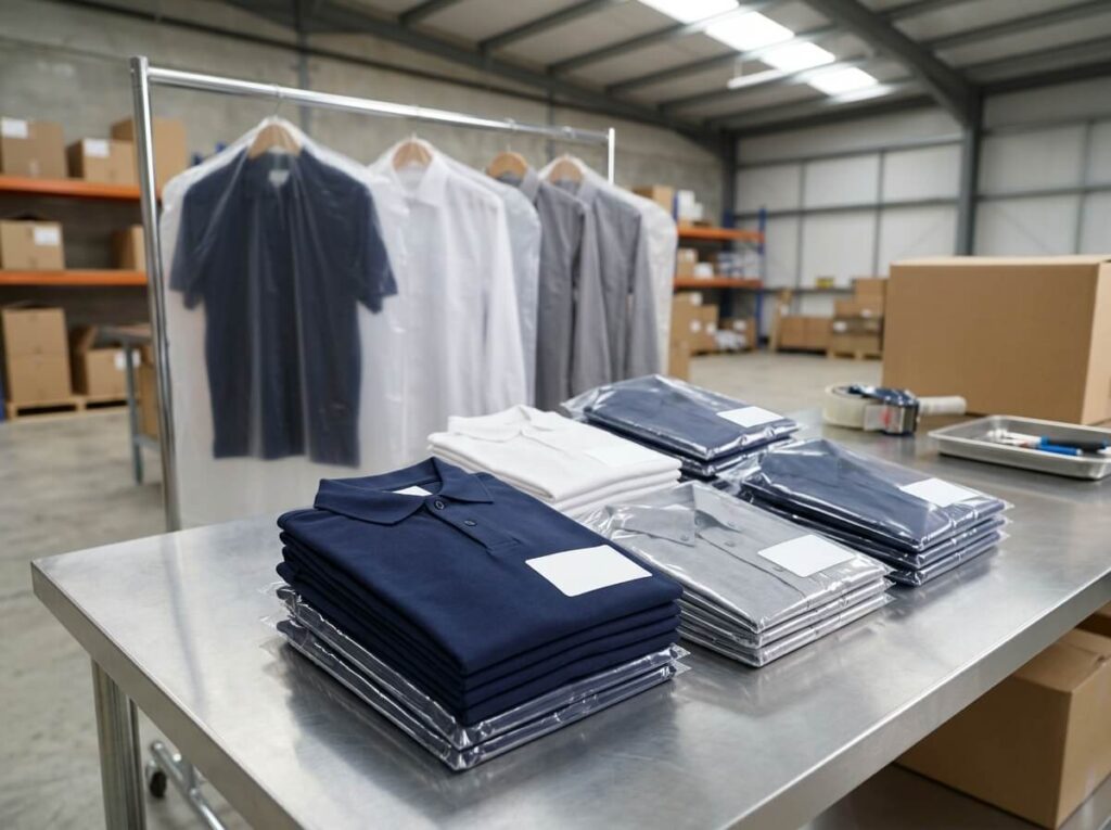 Custom uniforms packed and ready for delivery in the UAE